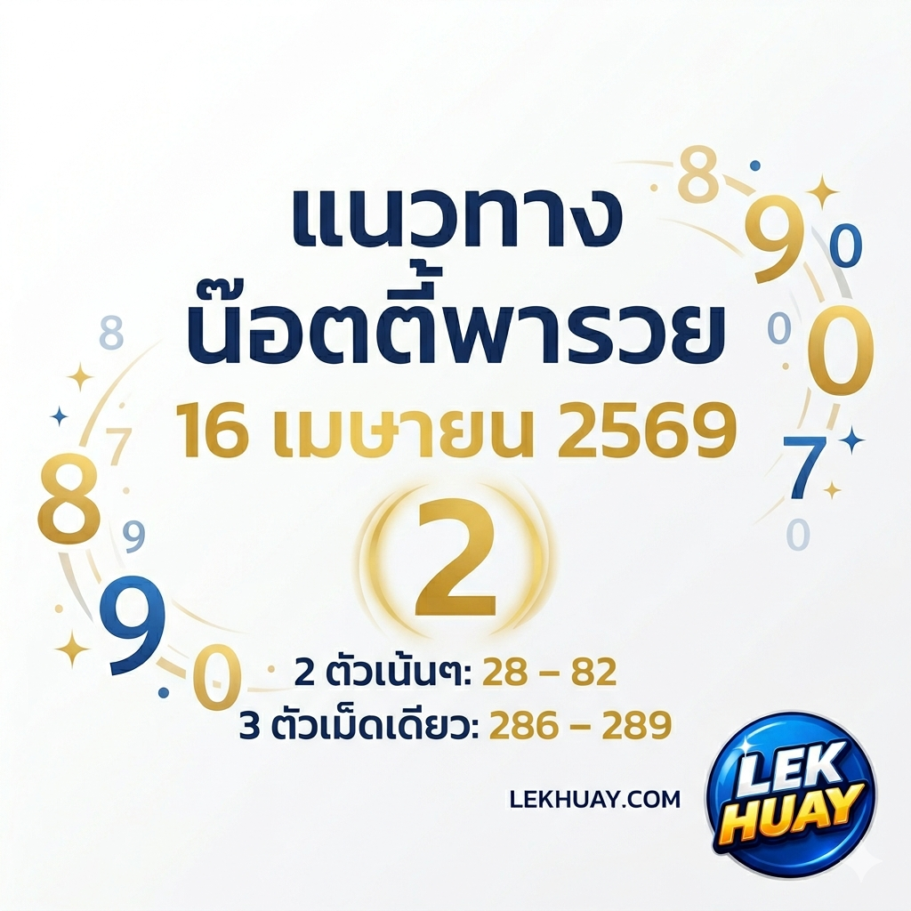 มาแล้ว! เลขเด็ดแม่นๆ อ.น็อตตี้ พารวย 16 เมษายน 2569 แนวทางหวยสงกรานต์ ปู่ใหญ่จัดให้เน้นๆ 2 ตัว 3 ตัว