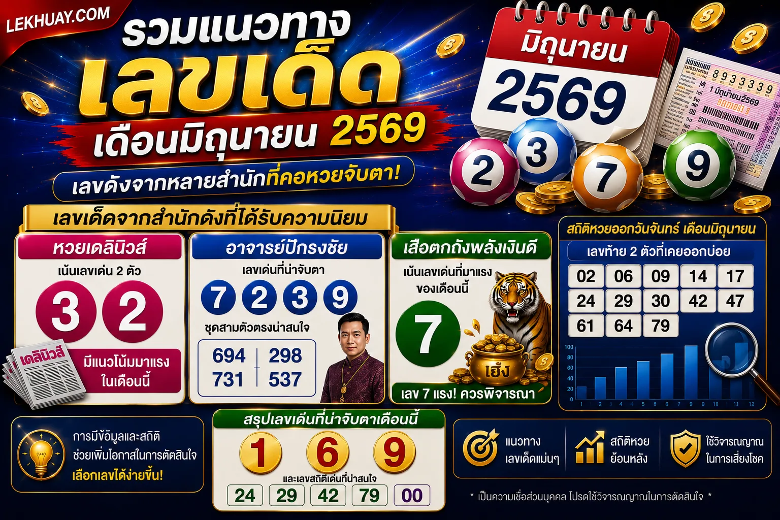 รวมแนวทางเลขเด็ดเดือนมิถุนายน 2569 เลขดังจากหลายสำนักดังที่กำลังเป็นที่จับตามอง