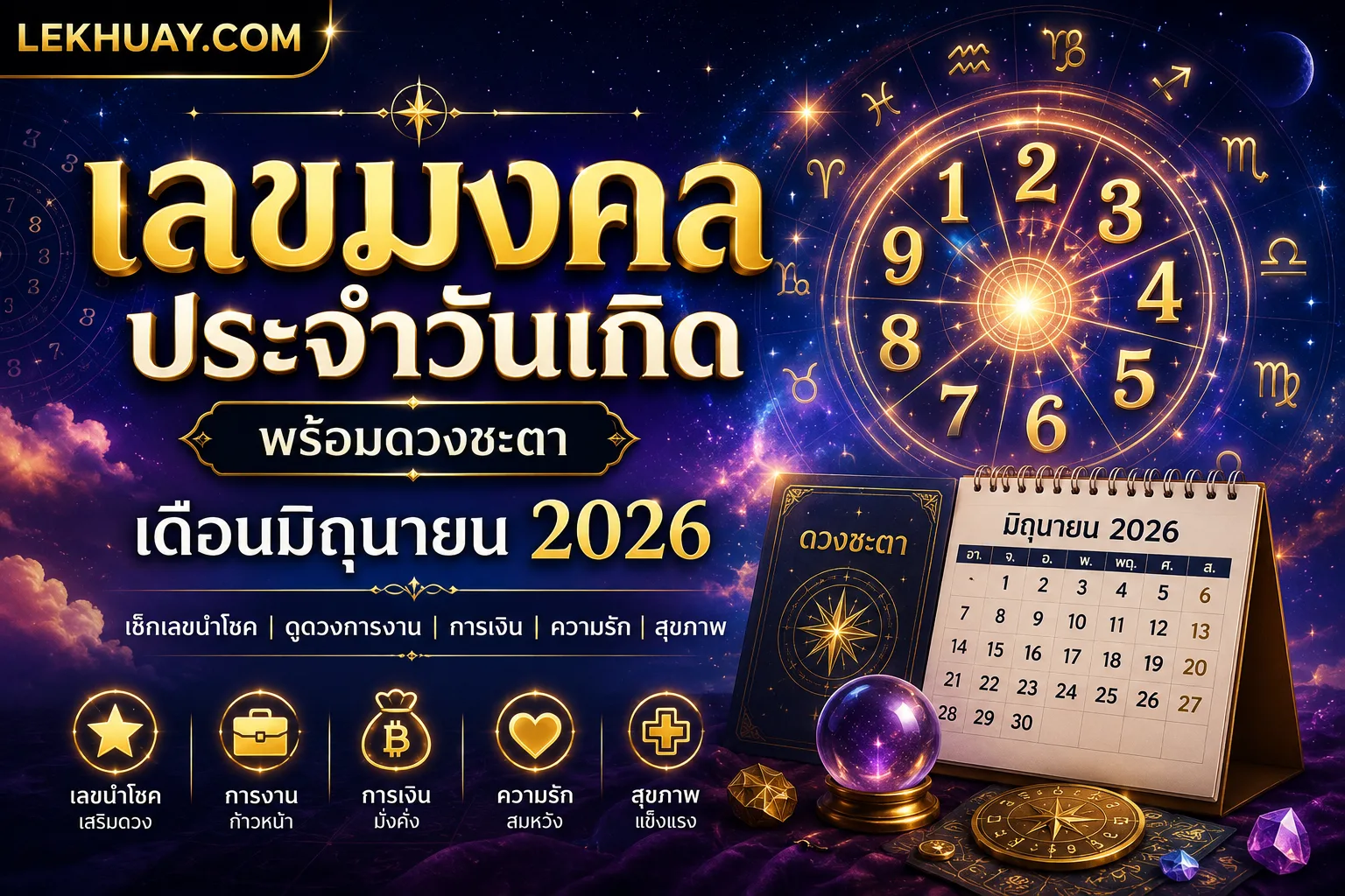 เลขมงคลประจำวันเกิด พร้อมดวงชะตาเดือนมิถุนายน 2026