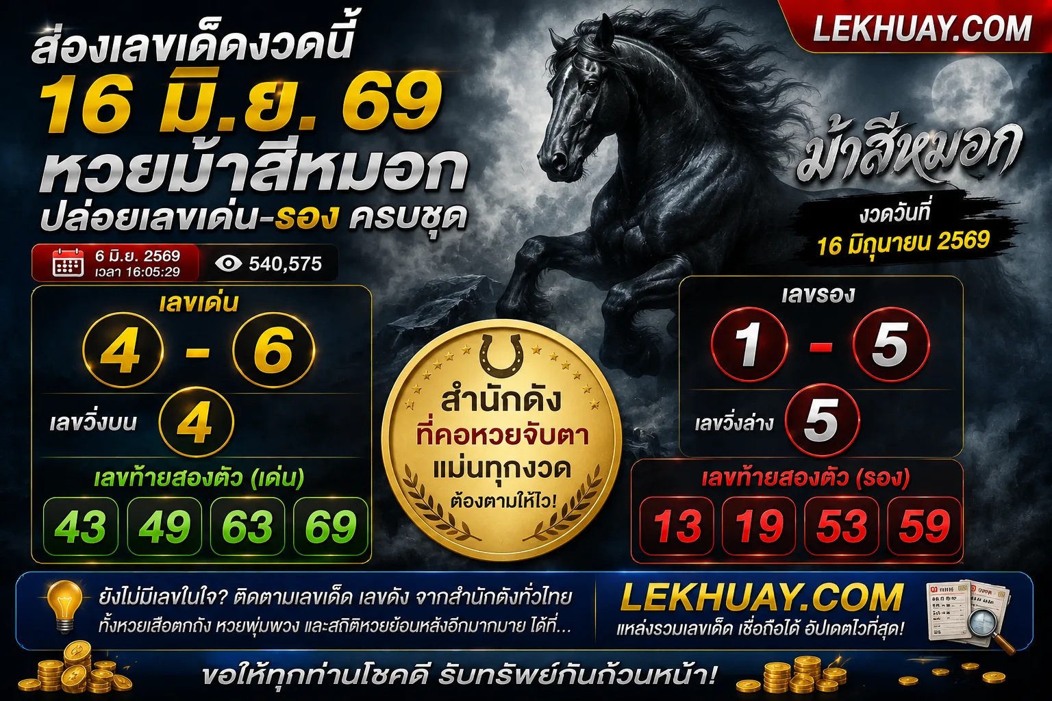 หวย-ม้าสีหมอก-16มิถุนายน-2569