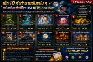 ✨ เช็ก 10 คำทำนายฝันแม่น ๆ พร้อมตีเลขเด็ดให้โชคงวด 16 มิถุนายน 2569 ✨