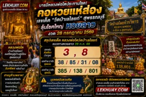 Read more about the article เลขเด็ดหลวงพ่อโตวัดป่าเลไลยก์ แนวทางหวยลาว งวด 28 กรกฎาคม 2569
