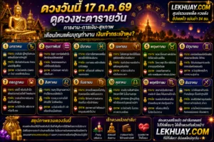 Read more about the article ตารางสรุปดวงชะตาประจำวันที่ 17 กรกฎาคม 2569 ทั้ง 12 เดือนเกิด ครอบคลุมด้านการงาน การเงิน และสุขภาพ
